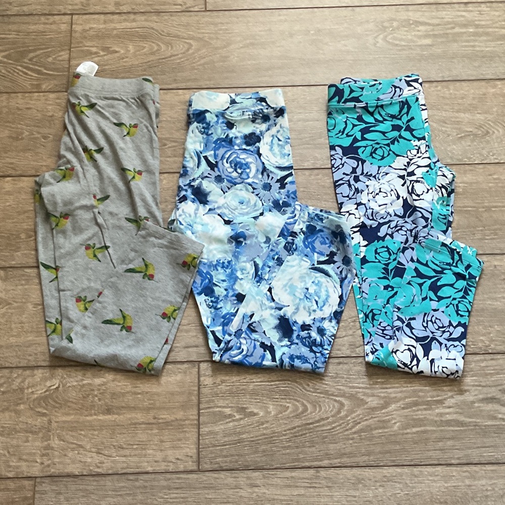 GAP Kids Leggings - Gray, Blue Floral, Teal Floral